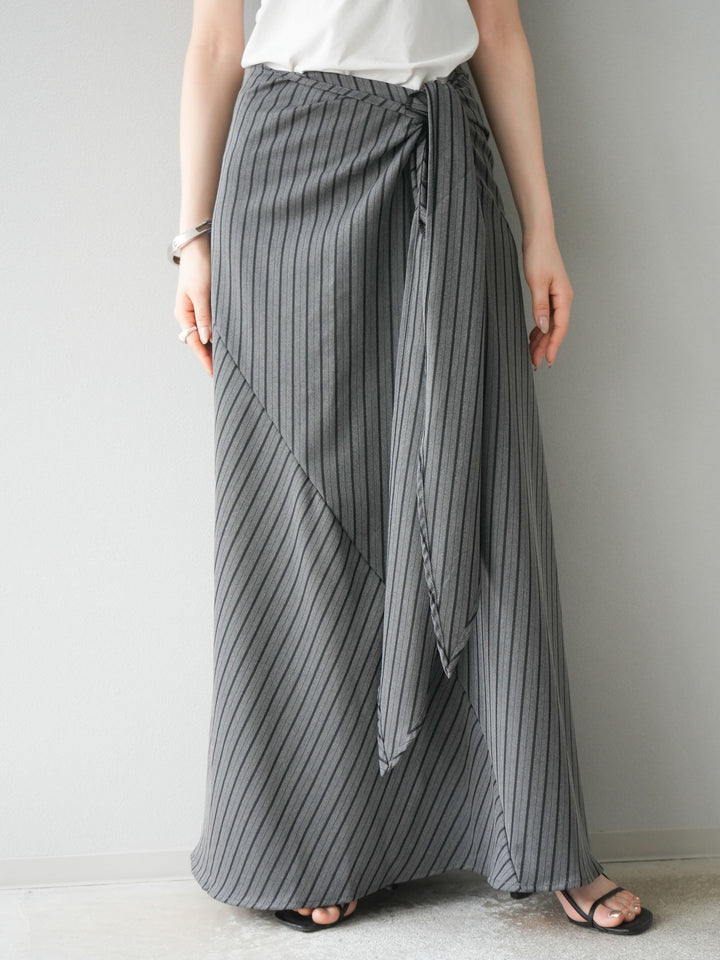 [予約]サイド巻きツイルスカート/ストライプ