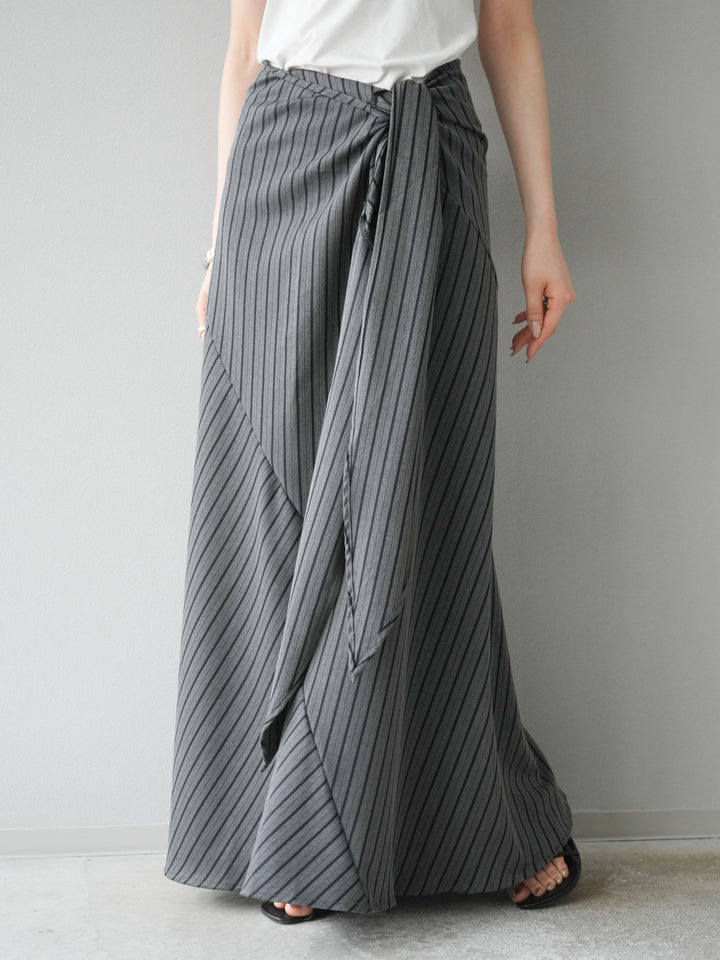 [予約]サイド巻きツイルスカート/ストライプ