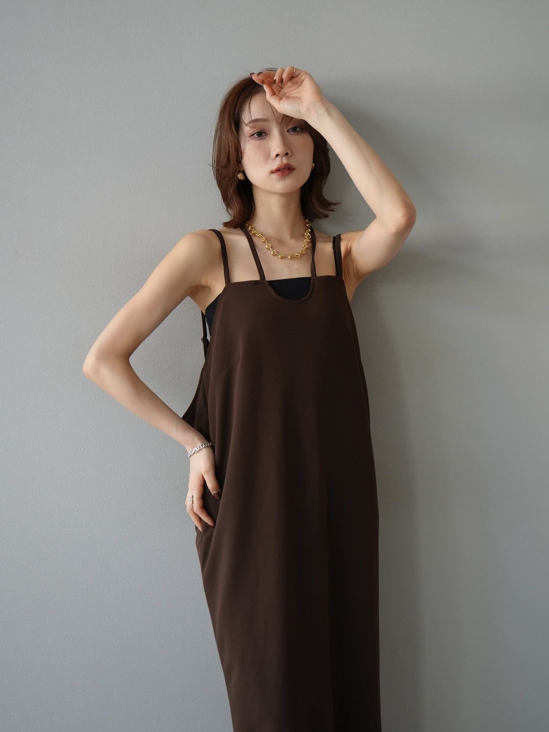 [予約]ホルターキャミワンピース/ブラウン