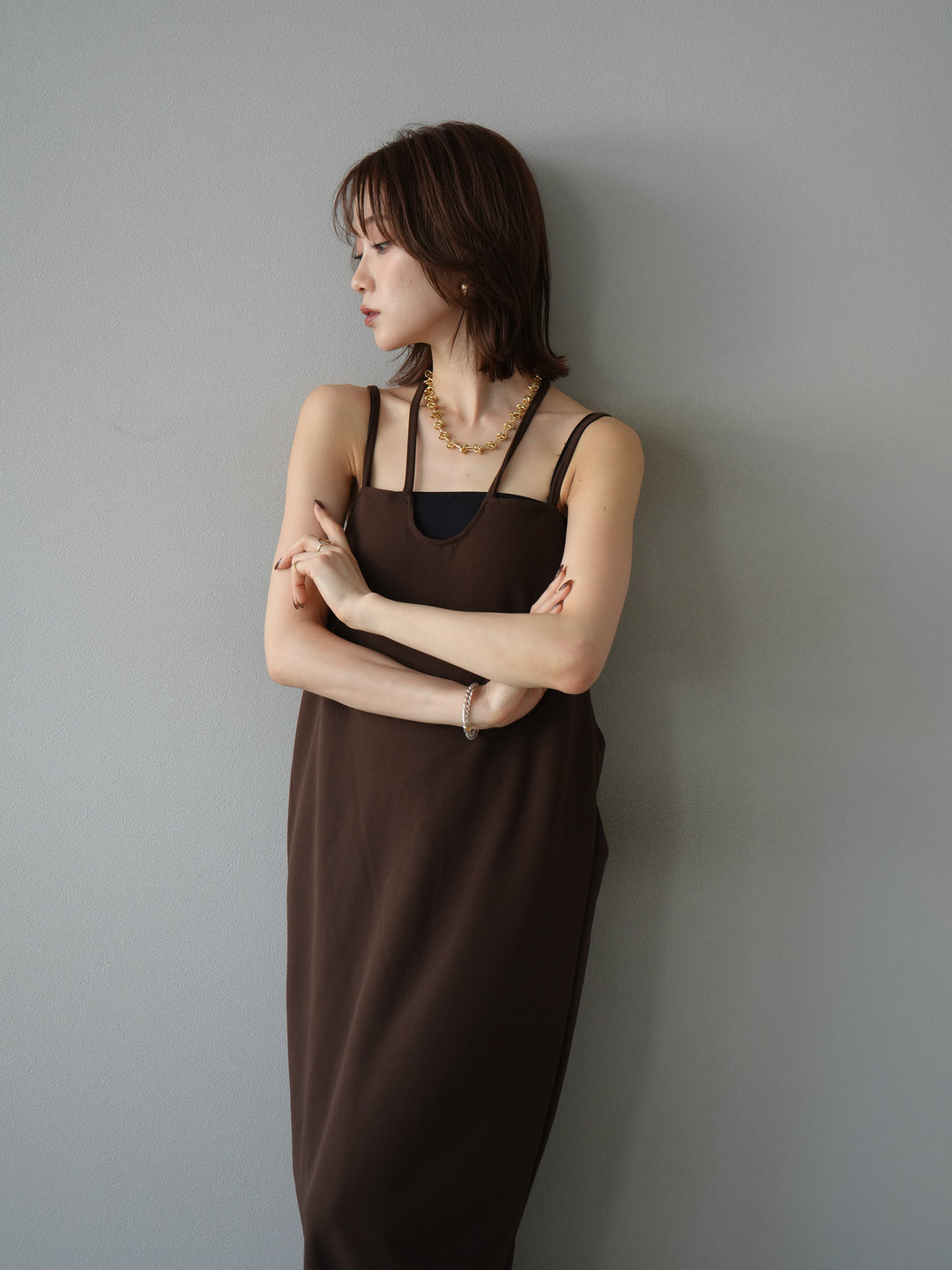 [予約]ホルターキャミワンピース/ブラウン