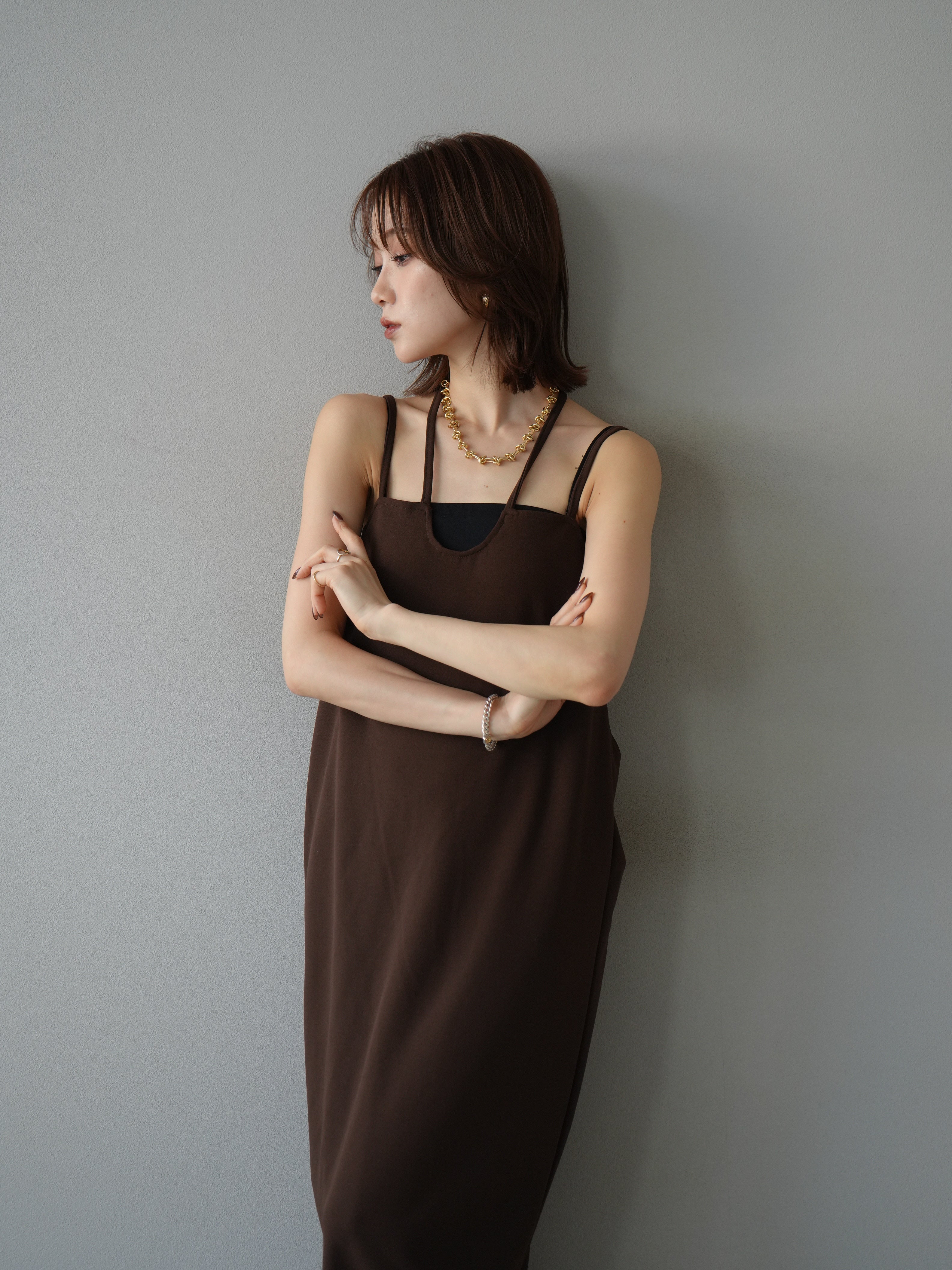 予約]ホルターキャミワンピース/ブラウン – Lumier