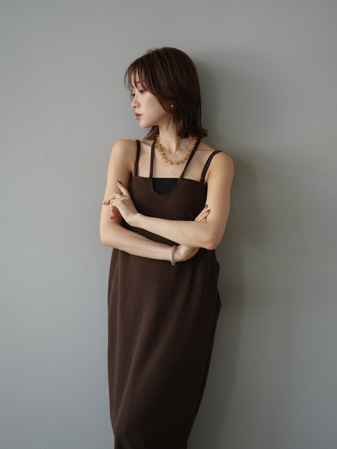 [予約]ホルターキャミワンピース/ブラウン