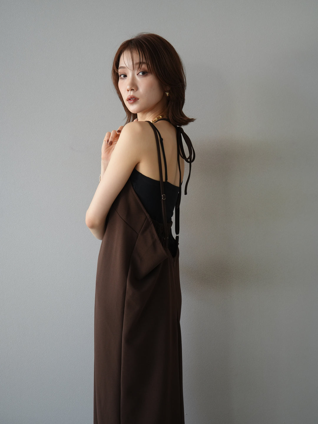 [予約]ホルターキャミワンピース/ブラウン