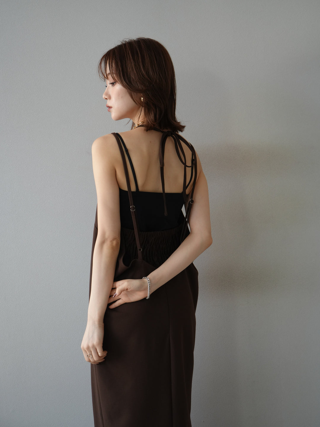 [予約]ホルターキャミワンピース/ブラウン