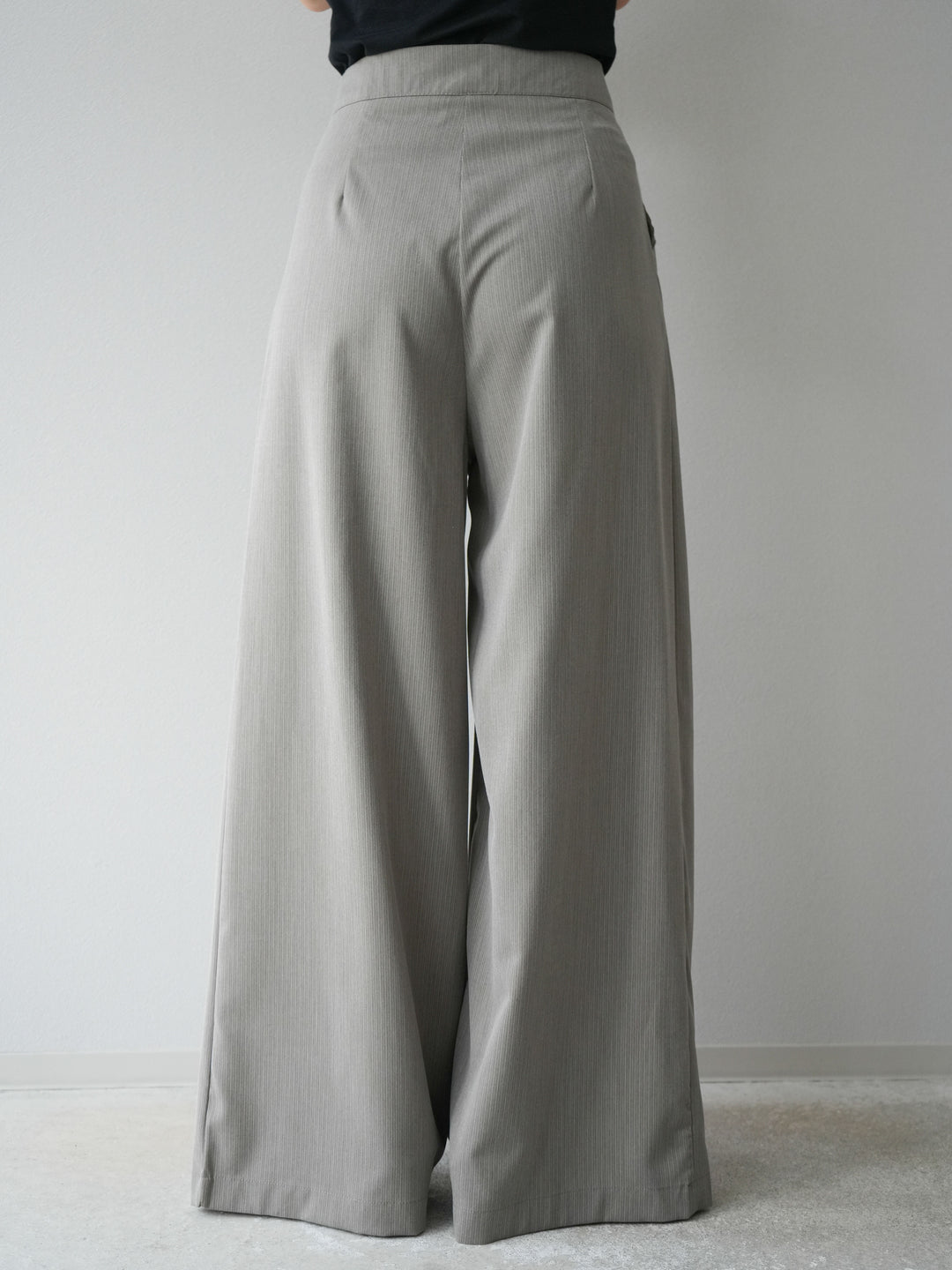 [SET] 條紋褶襉露肩上衣＆寬褲 SET UP (2set)