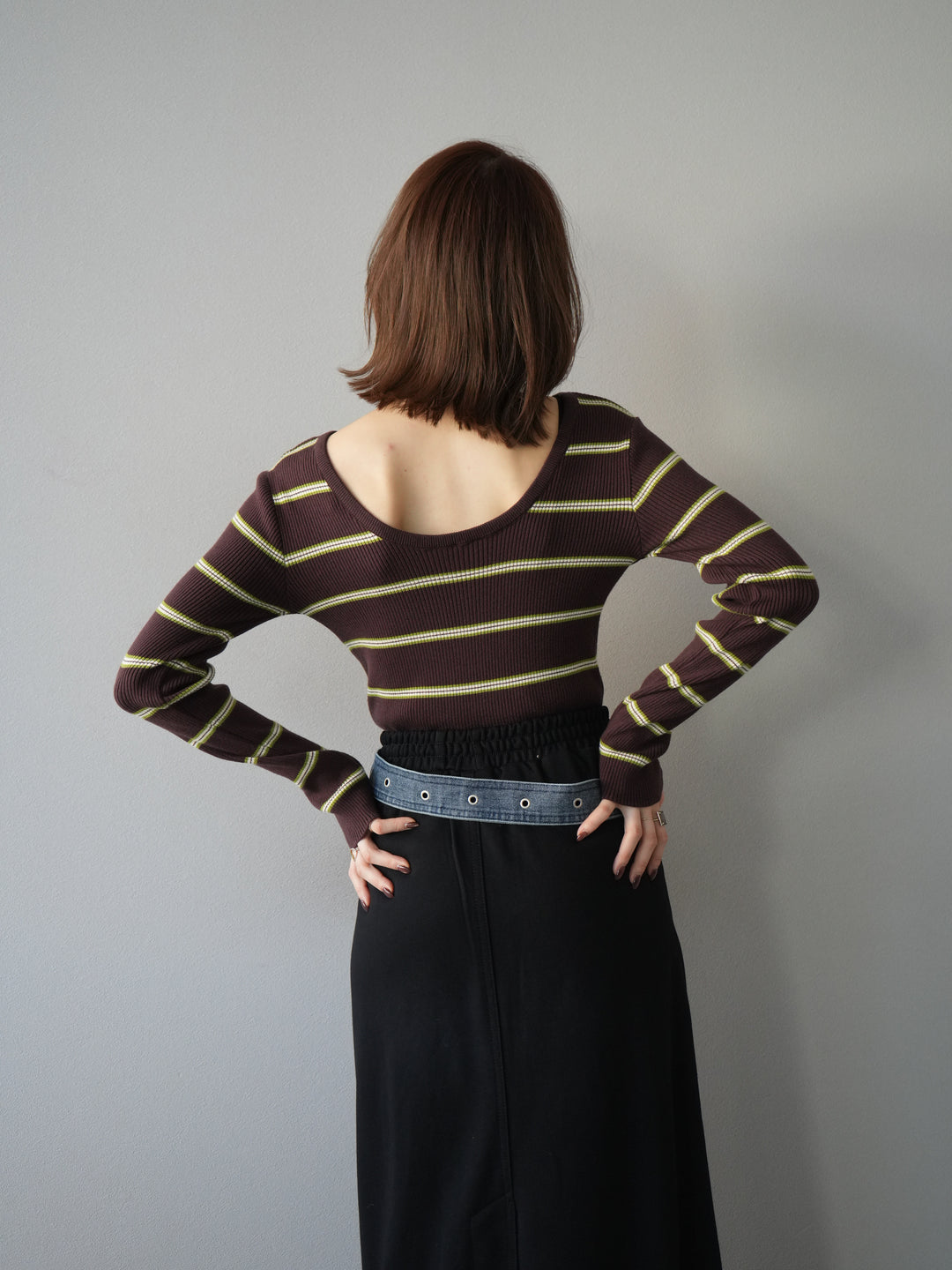 [套裝] 後開邊毛圈羅紋上衣 + 後開邊毛圈羅紋上衣 (2 套)