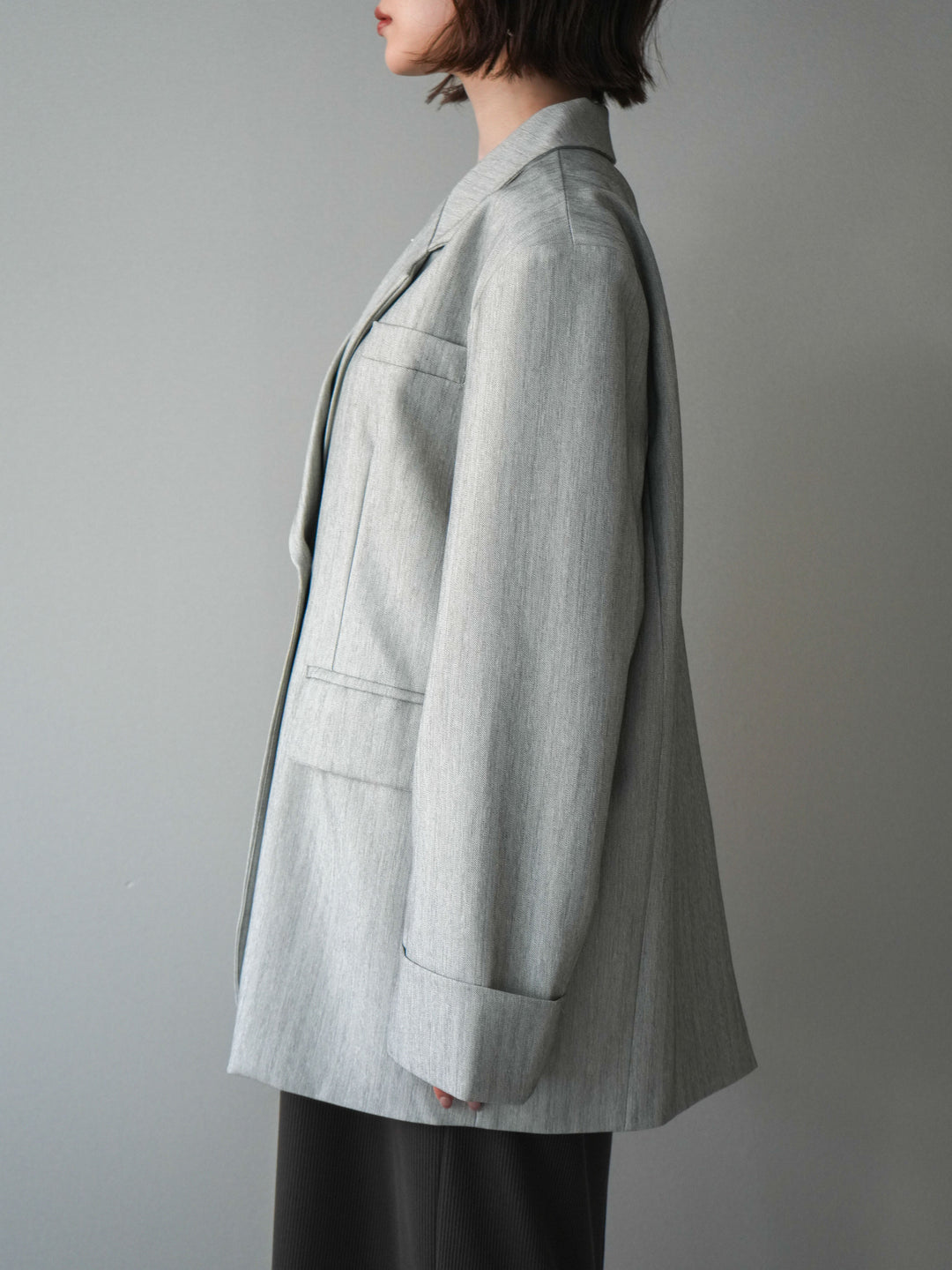 [予約]ダブルボタンヘリンボーンジャケット/lightgray