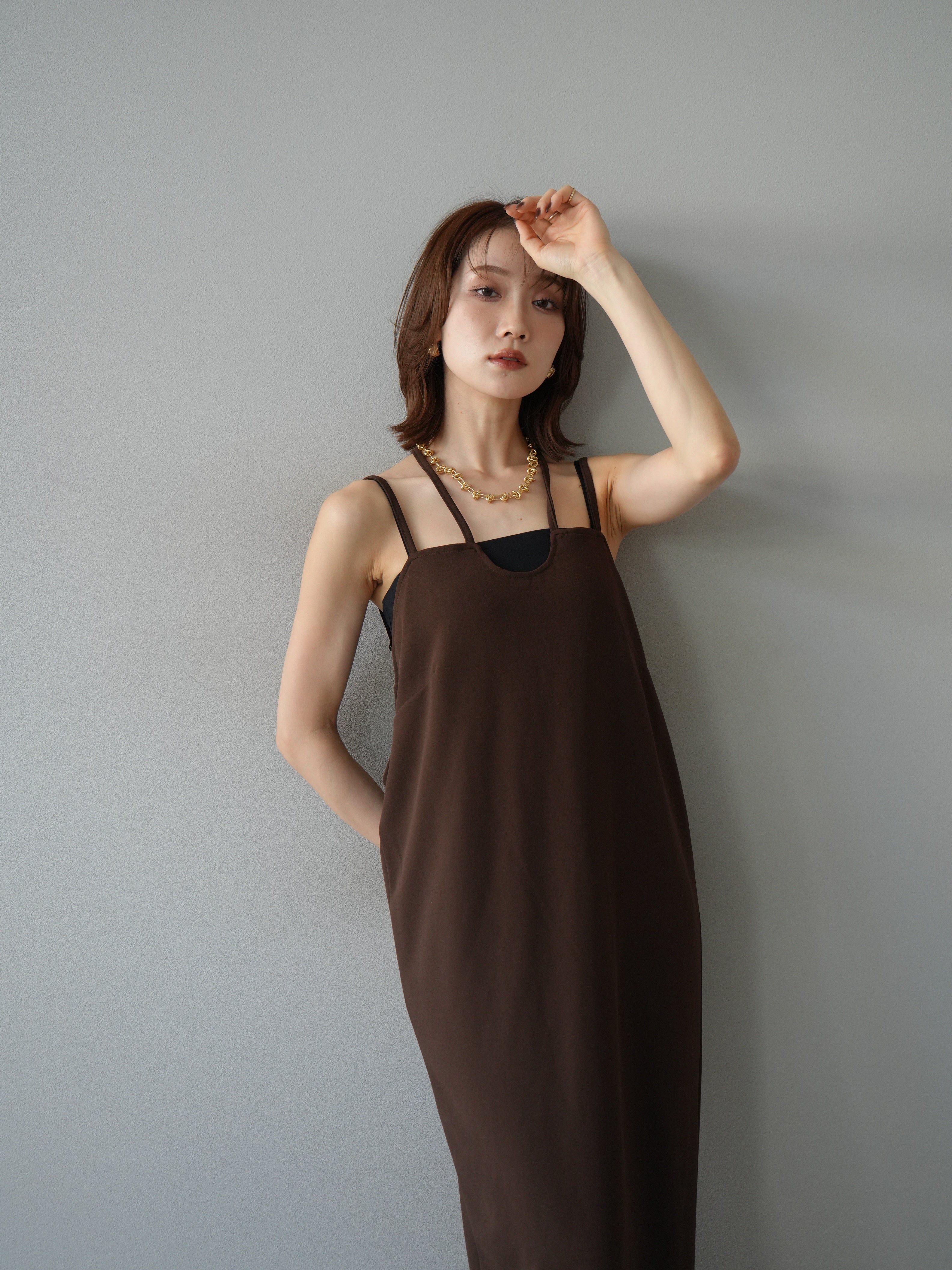lumier ワンピースセットアップ ブラウン 予約]ホルターキャミワンピース/ブラウン – Lumier