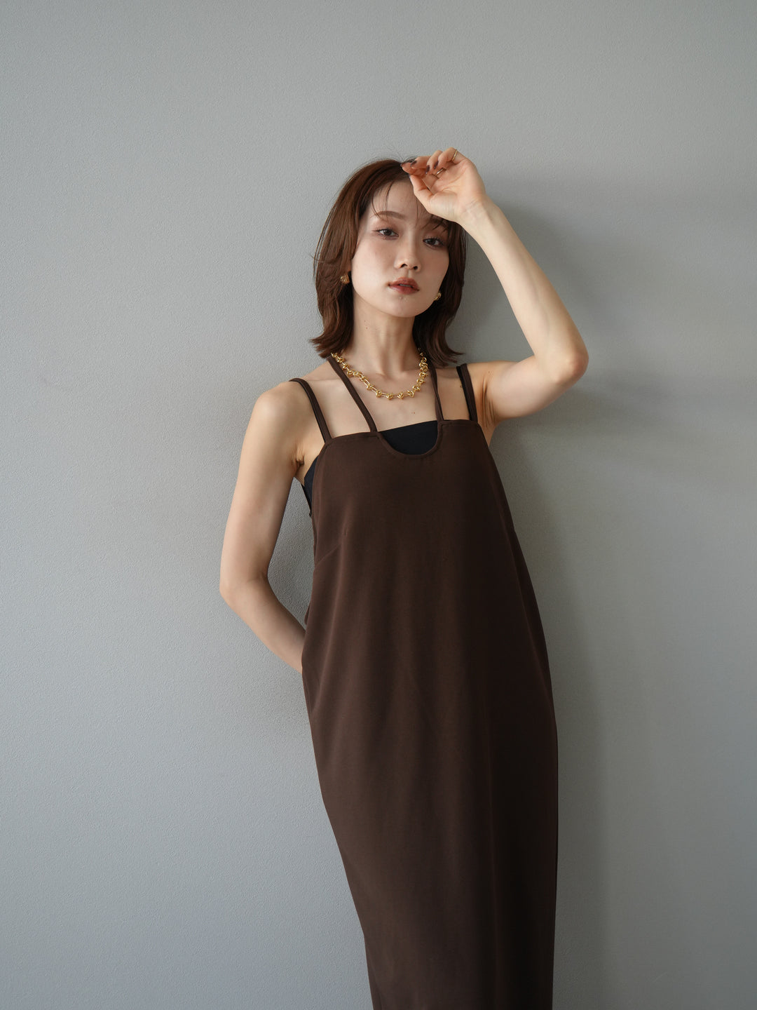 [予約]ホルターキャミワンピース/ブラウン