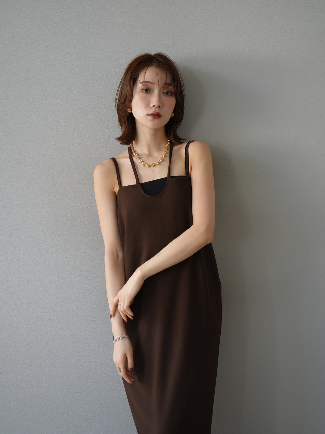 [予約]ホルターキャミワンピース/ブラウン
