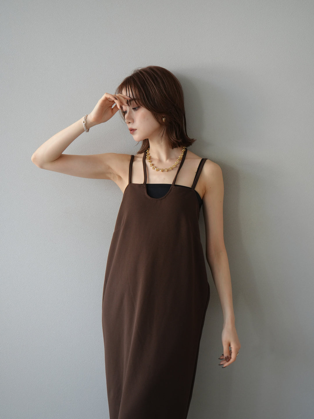 [予約]ホルターキャミワンピース/ブラウン