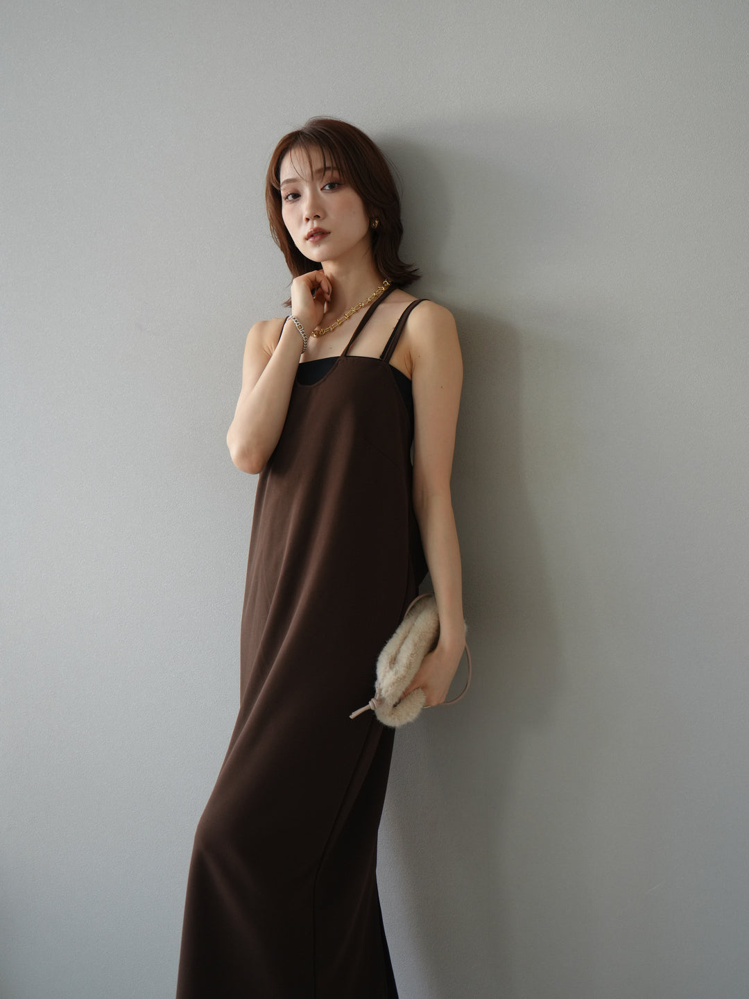 [予約]ホルターキャミワンピース/ブラウン