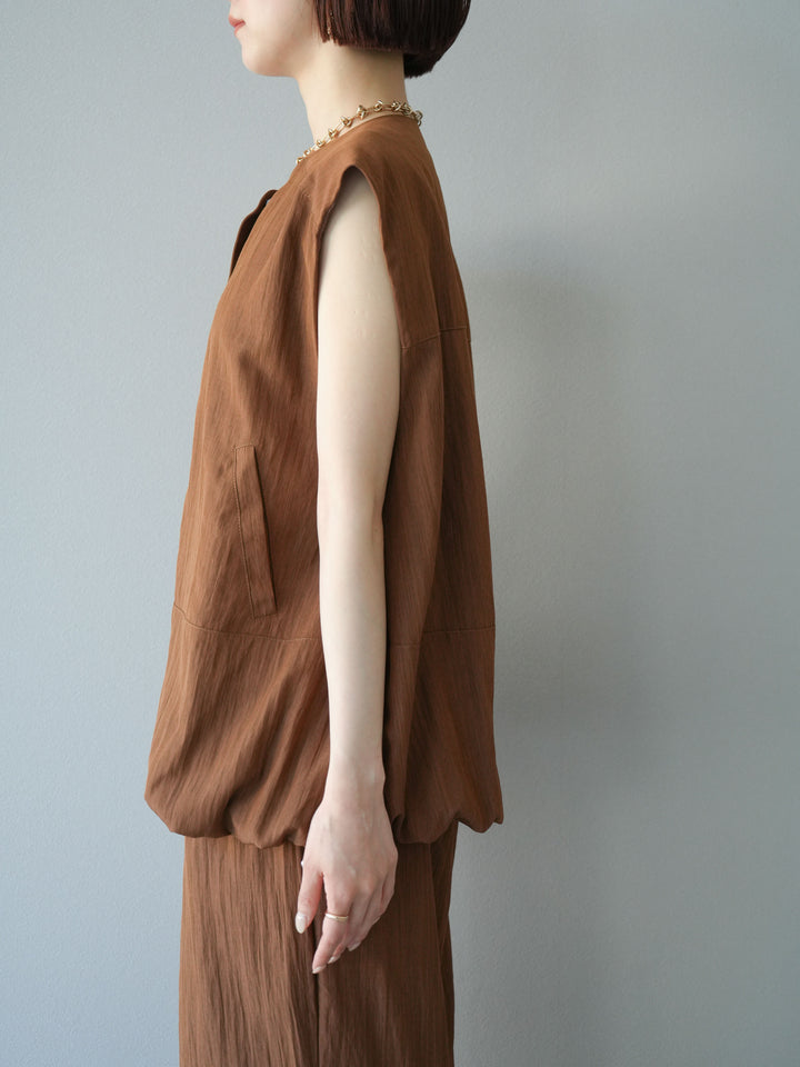 [予約]リネンライクドロストバルーンブルゾン/ブラウン