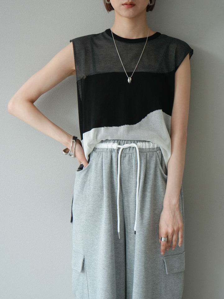 [SET] 雙色透明針織無袖+可選配件套裝（2套）