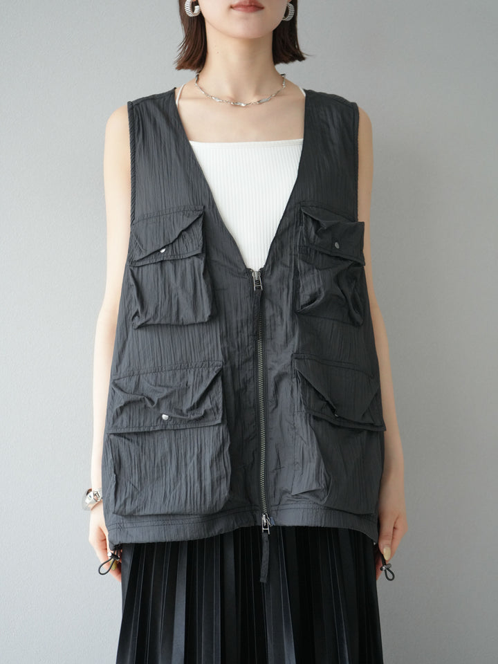 [予約]ナイロンBIGポケットシアーベスト/チャコール