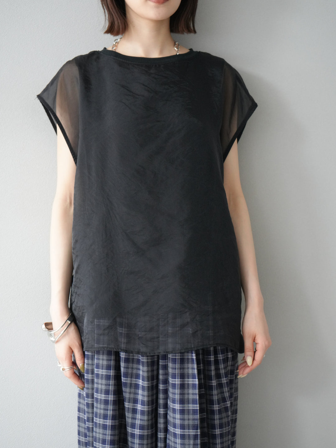 [予約]シアーレイヤードトップス/ブラック