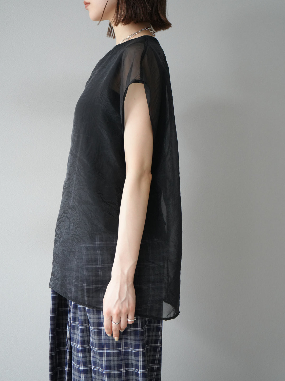 [予約]シアーレイヤードトップス/ブラック