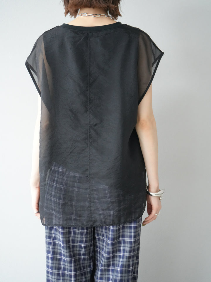 [予約]シアーレイヤードトップス/ブラック