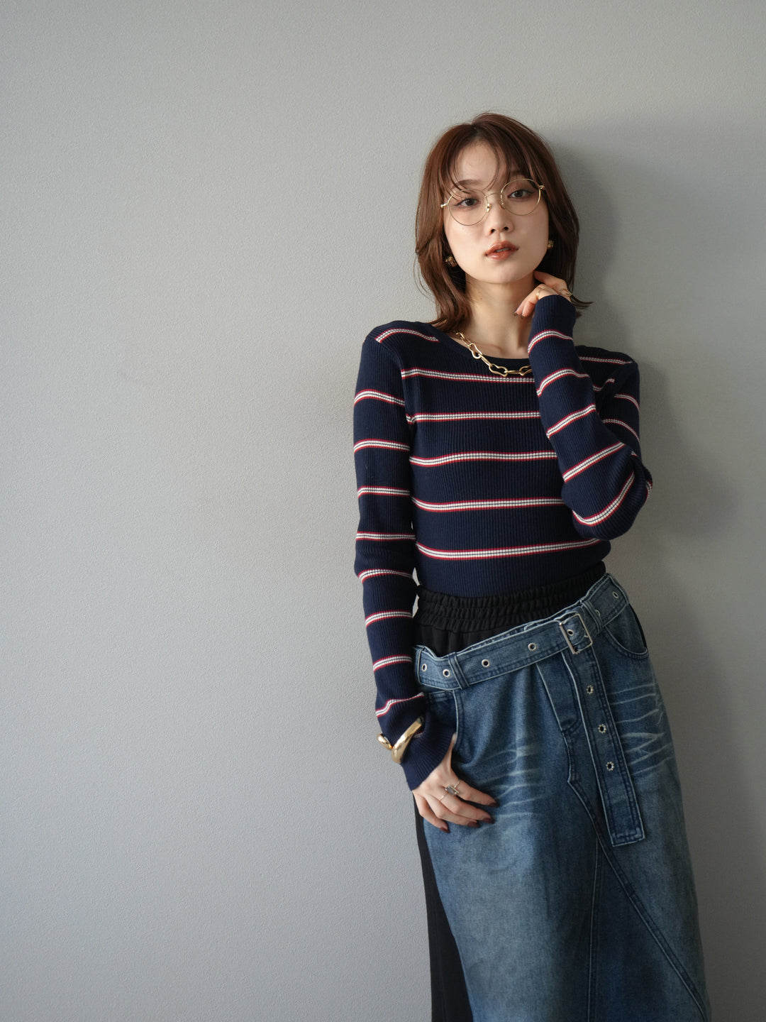 [套裝] 後開邊毛圈羅紋上衣 + 後開邊毛圈羅紋上衣 (2 套)