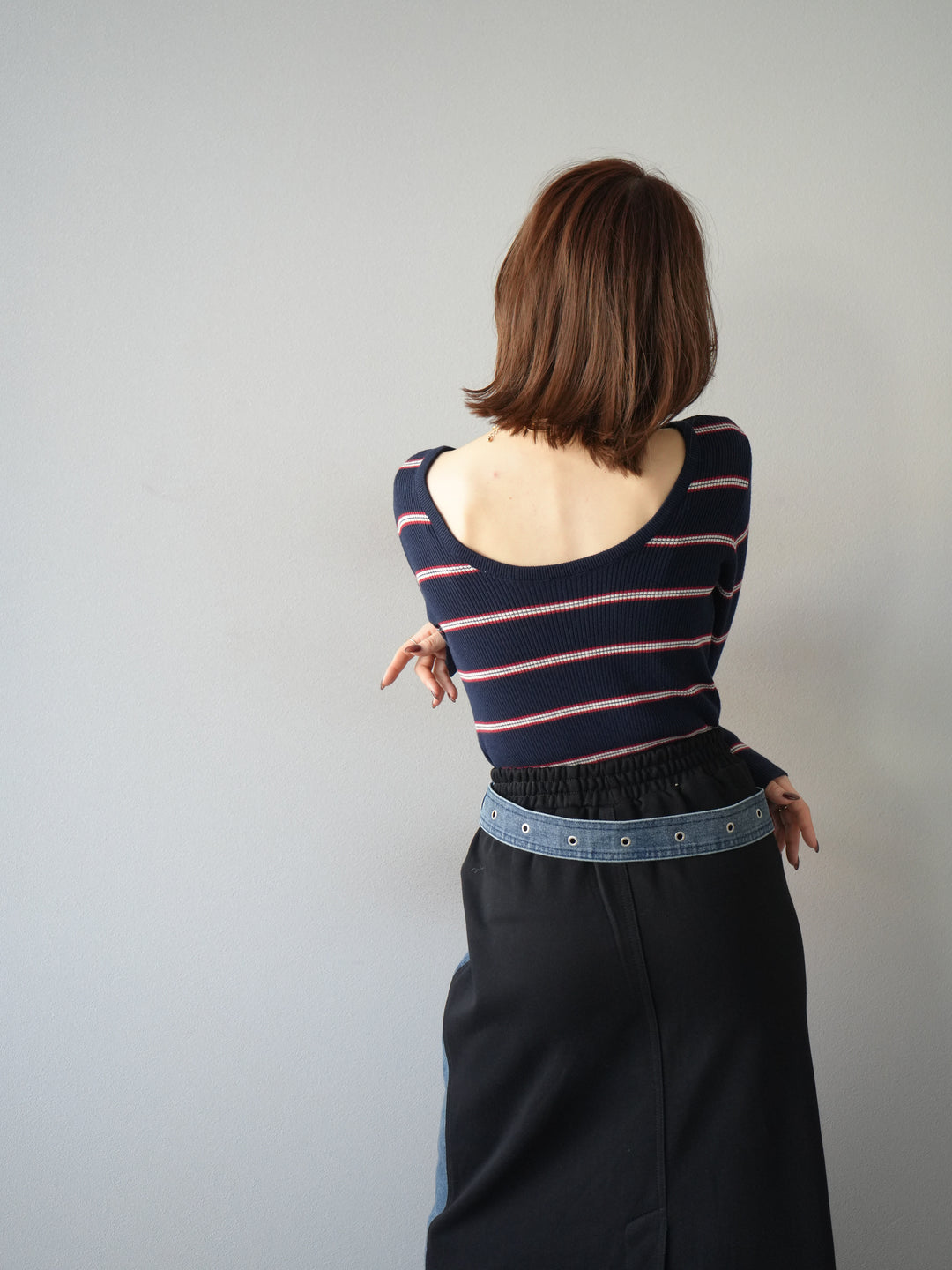 [套裝] 後開邊毛圈羅紋上衣 + 後開邊毛圈羅紋上衣 (2 套)