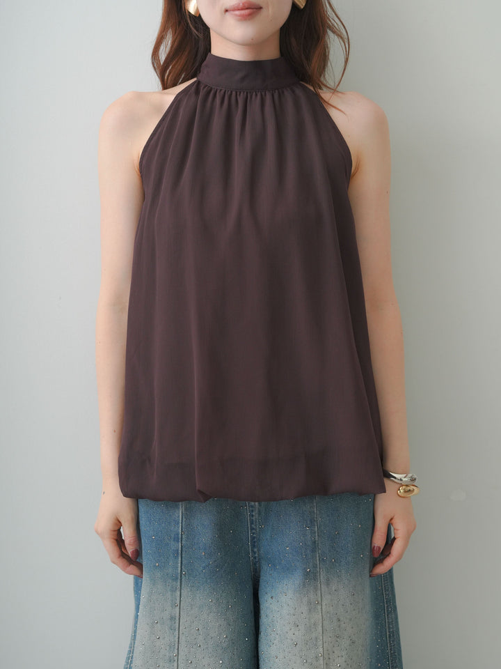 [予約]シフォンアメスリバルーンブラウス/brown