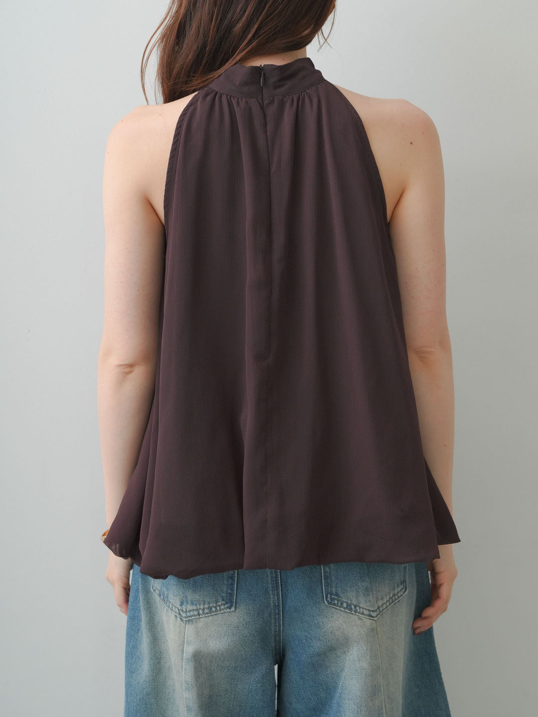[予約]シフォンアメスリバルーンブラウス/brown