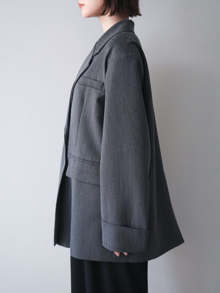 [予約]ダブルボタンヘリンボーンジャケット/black