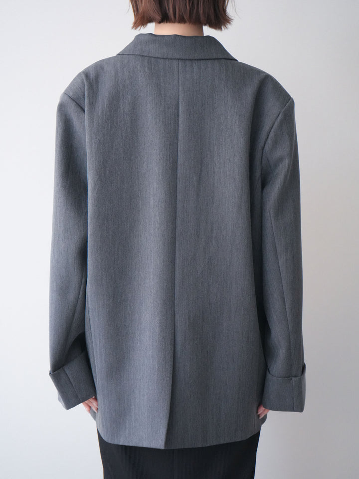 [予約]ダブルボタンヘリンボーンジャケット/black