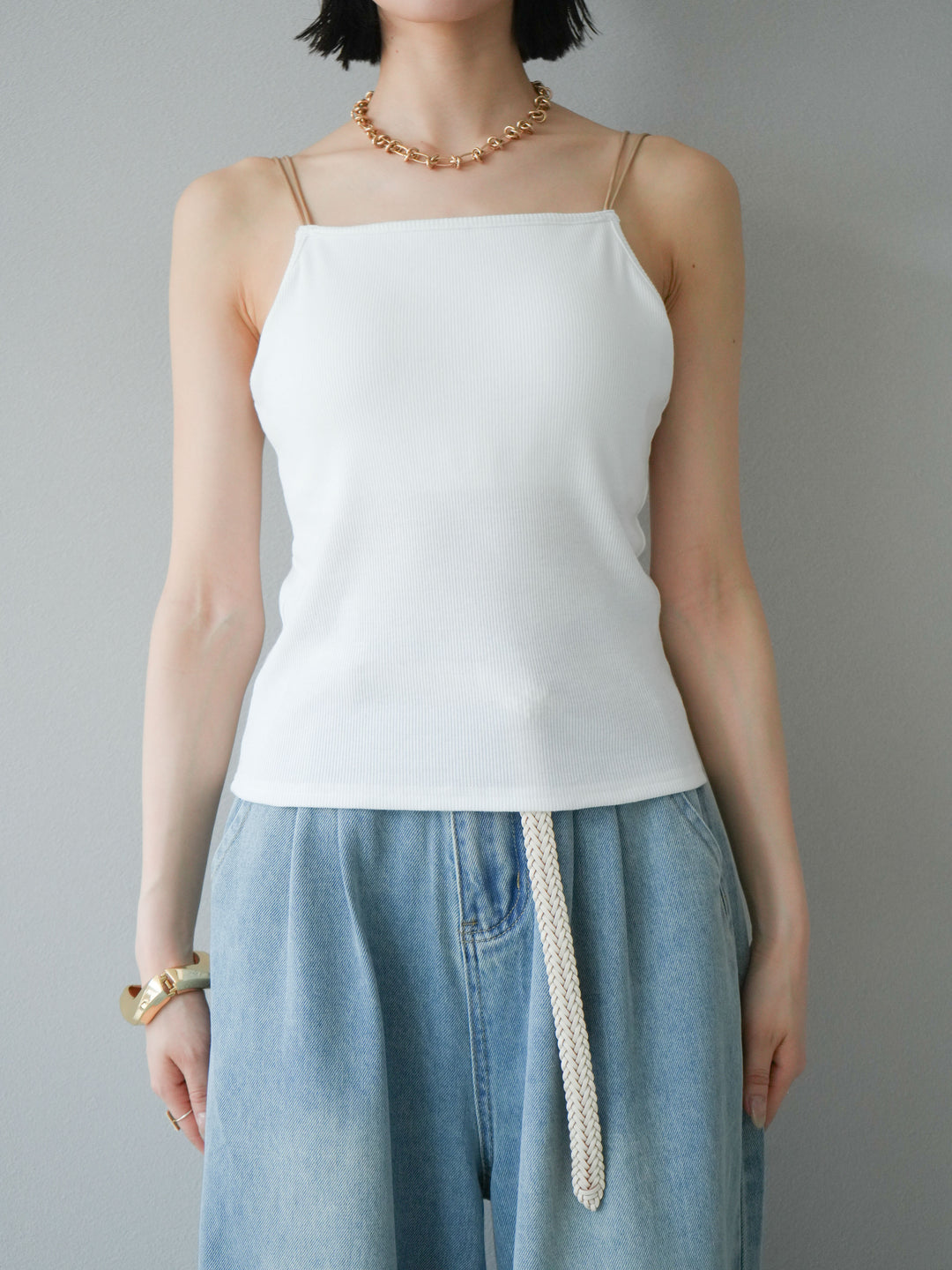 [予約]バイカラーストラップカップ付キャミソール/オフ