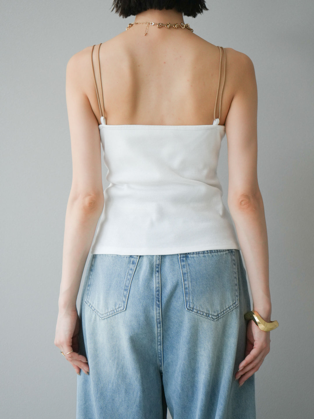 [予約]バイカラーストラップカップ付キャミソール/オフ