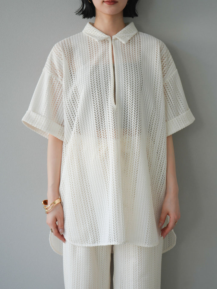 【預購】鏤空蕾絲兩用套頭衫/象牙白