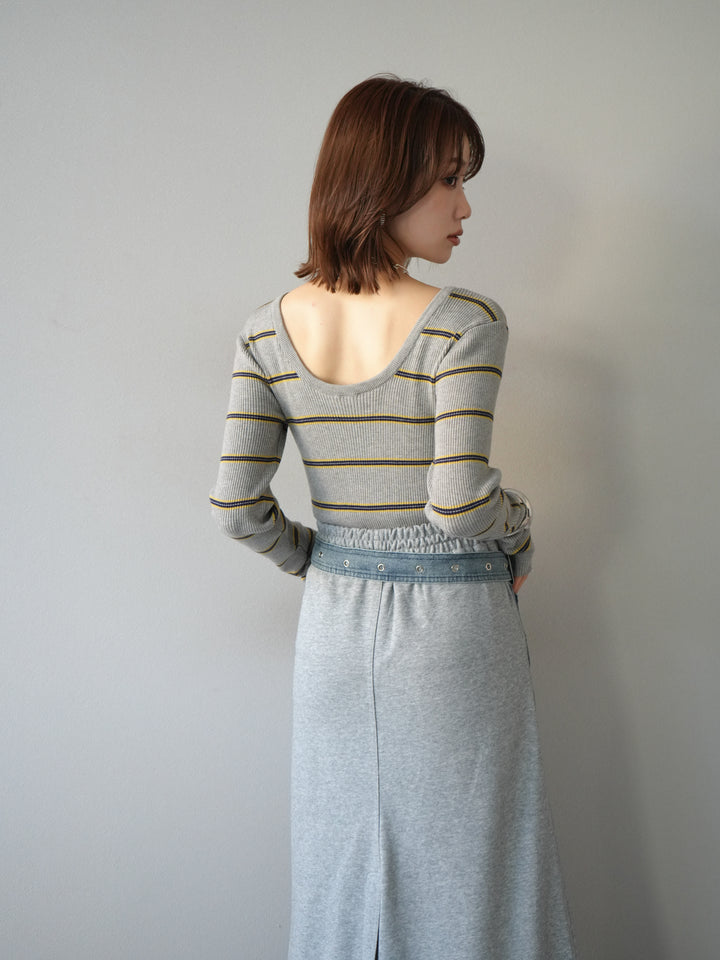 [套裝] 後開邊毛圈羅紋上衣 + 後開邊毛圈羅紋上衣 (2 套)