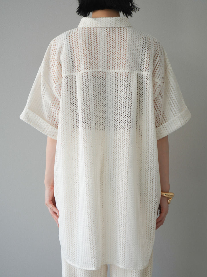 【預購】鏤空蕾絲兩用套頭衫/象牙白