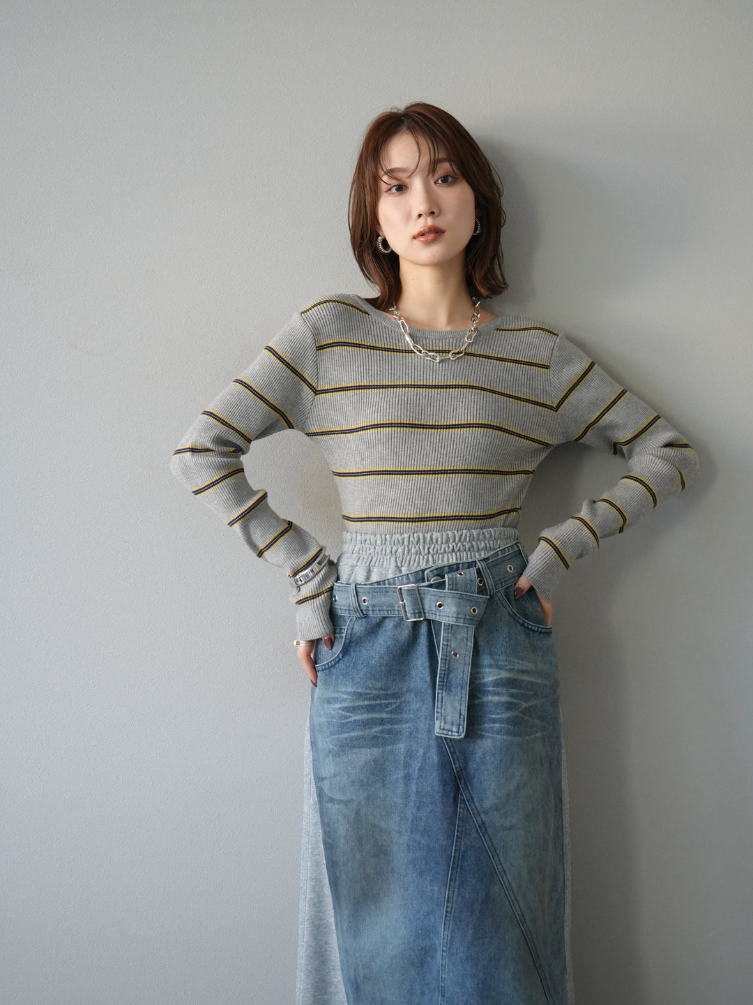 [套裝] 後開邊毛圈羅紋上衣 + 後開邊毛圈羅紋上衣 (2 套)