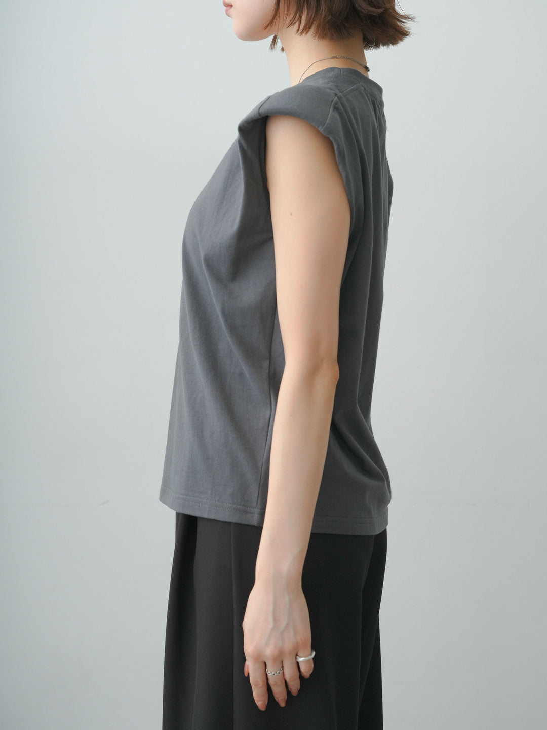 [予約]ショルダーパッドフレンチTEE/charcoal