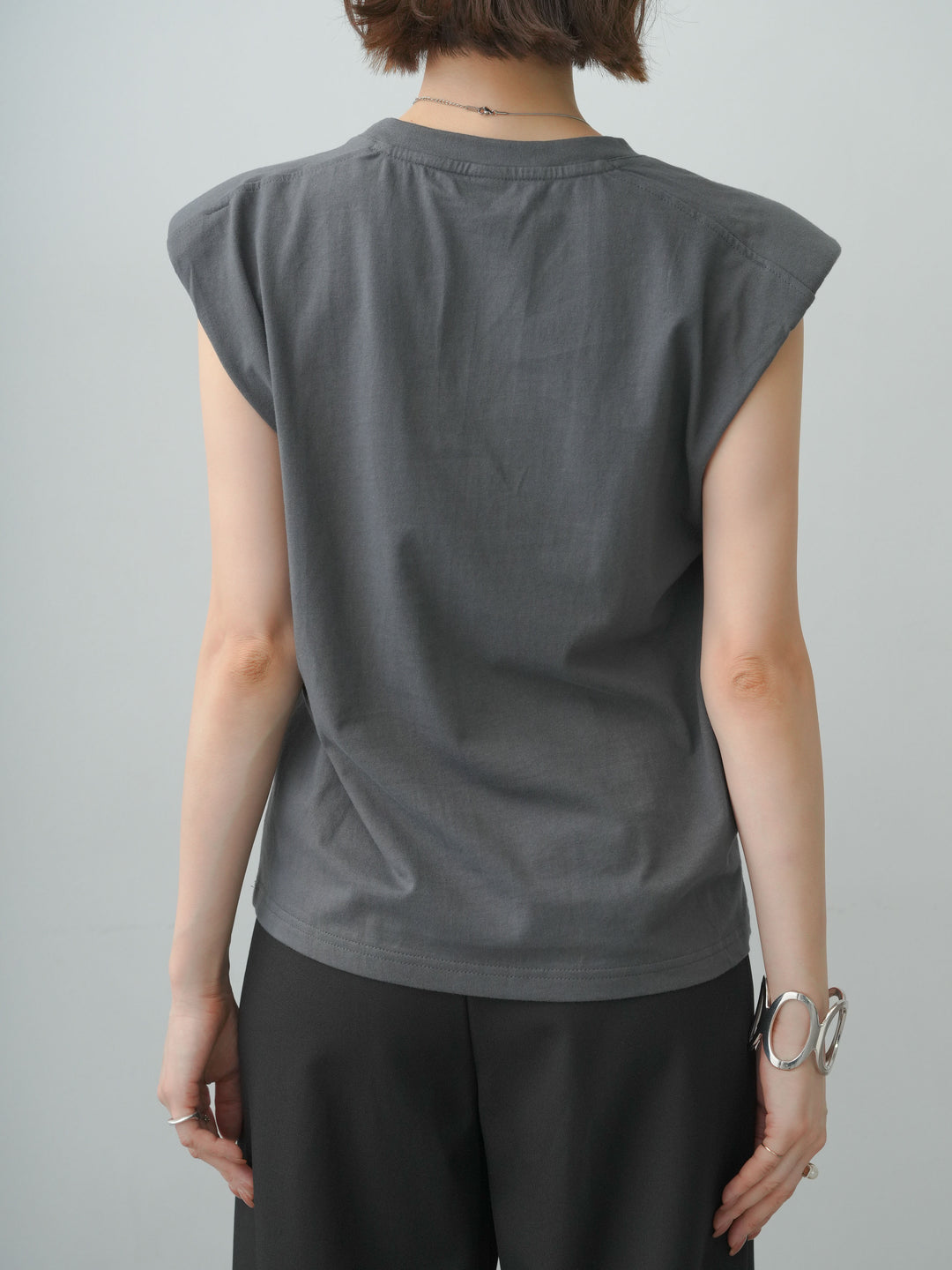 [予約]ショルダーパッドフレンチTEE/charcoal