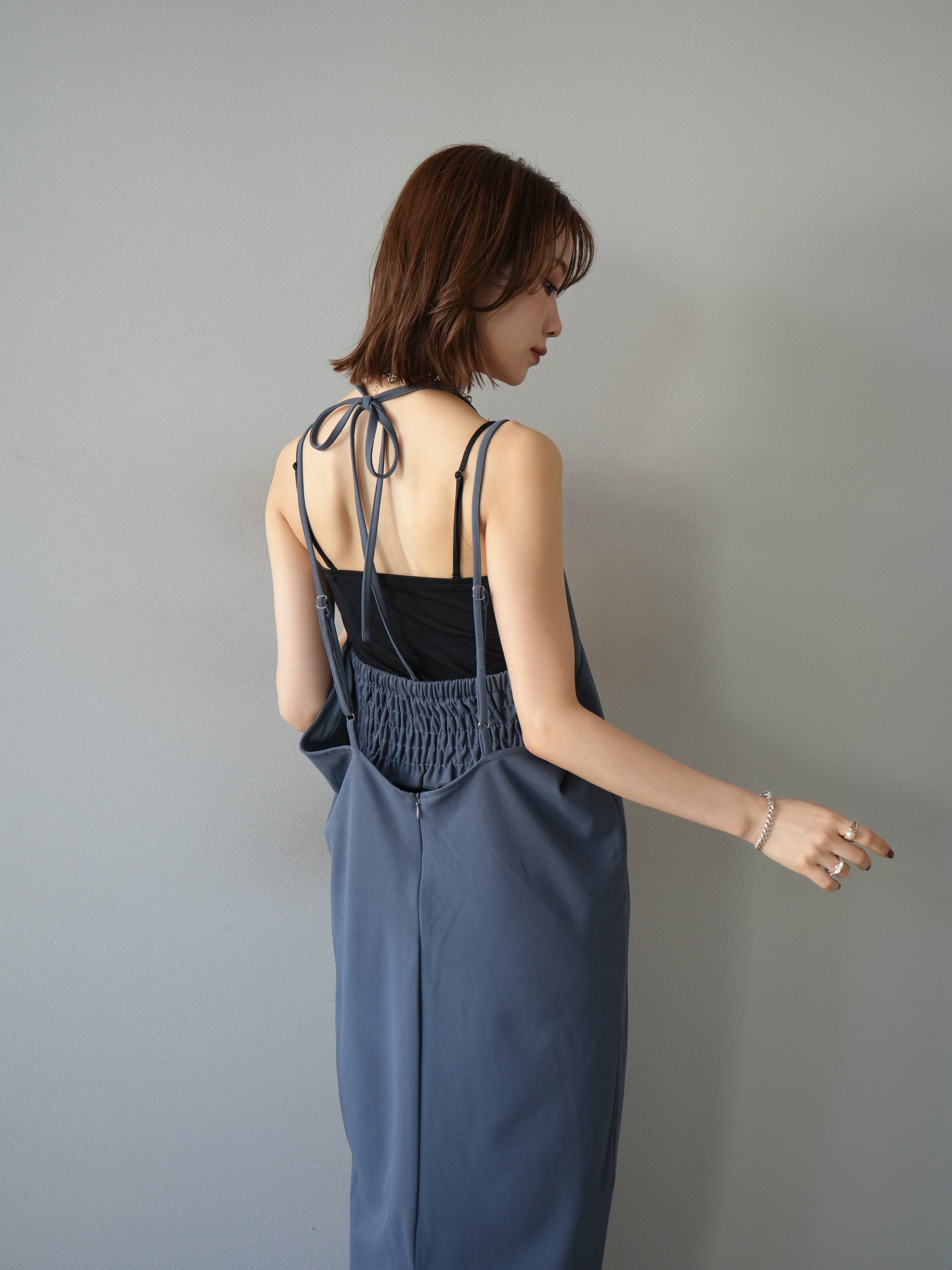 予約]ホルターキャミワンピース/ブルー – Lumier