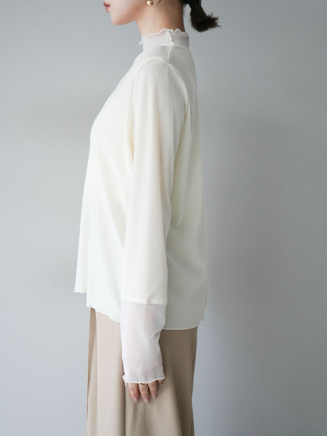 [予約]シアー切替ベロアトップス/オフホワイト