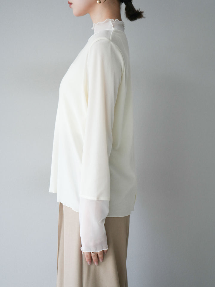 [予約]シアー切替ベロアトップス/オフホワイト