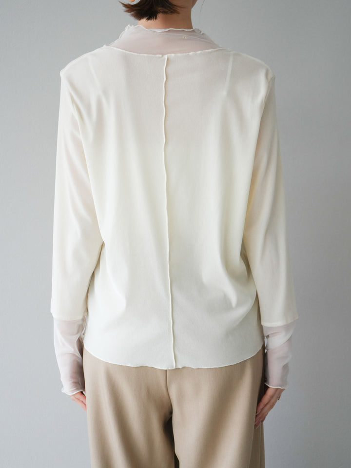 [予約]シアー切替ベロアトップス/オフホワイト