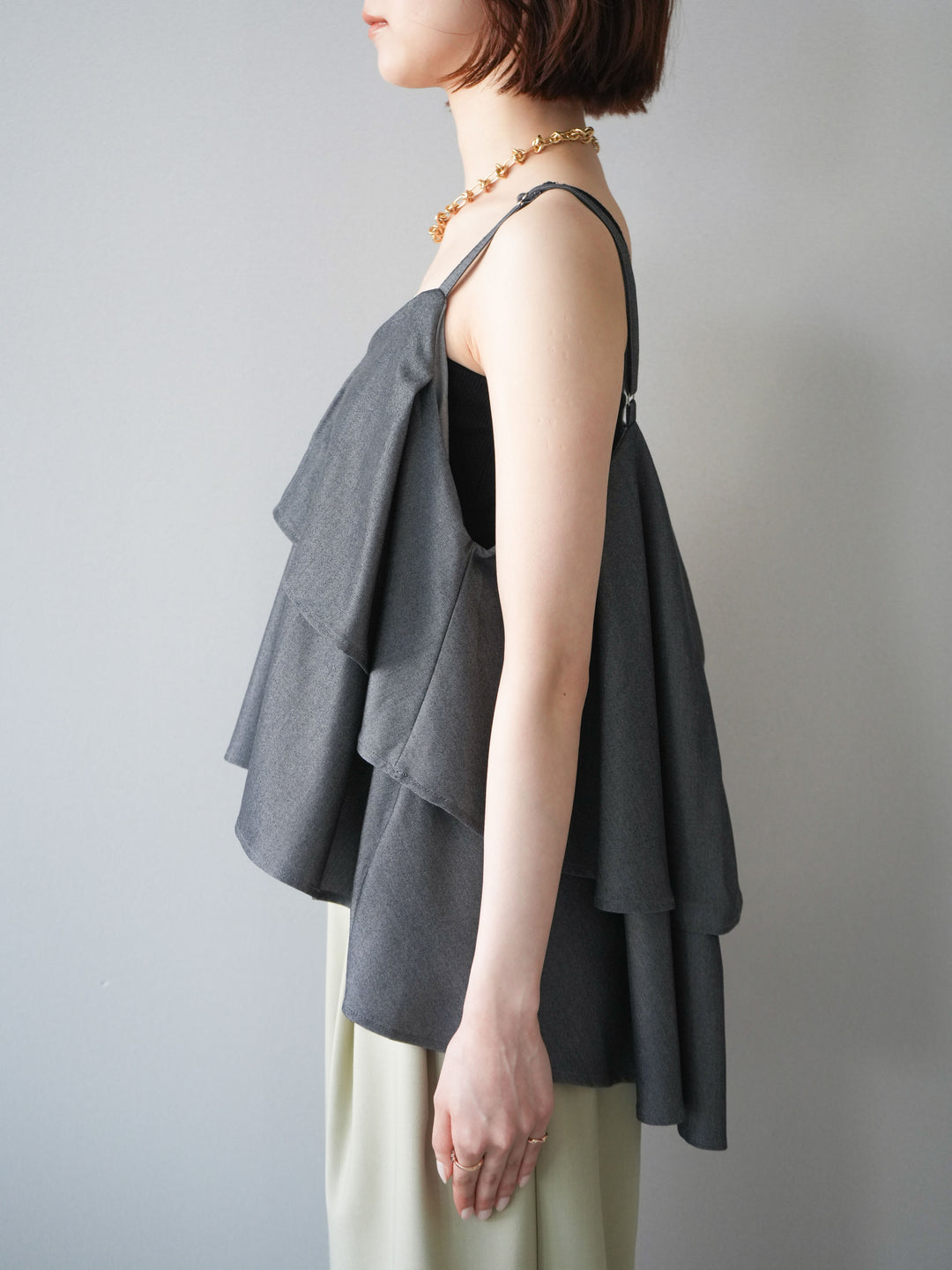 [予約]ティアードキャミソール/black