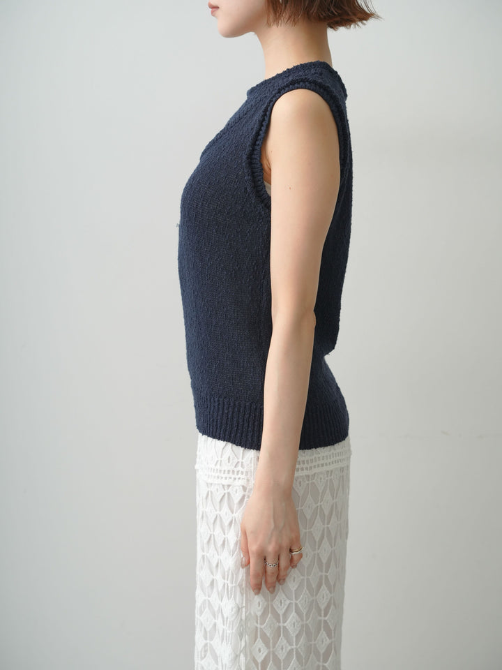 [予約]アウトリンキングノースリニットトップス/navy