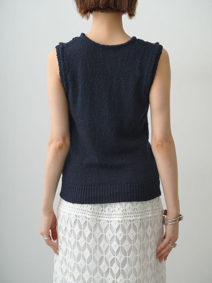 [予約]アウトリンキングノースリニットトップス/navy