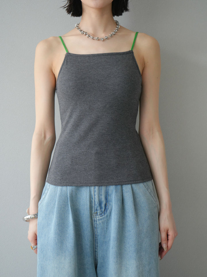 [予約]バイカラーストラップカップ付キャミソール/グレー