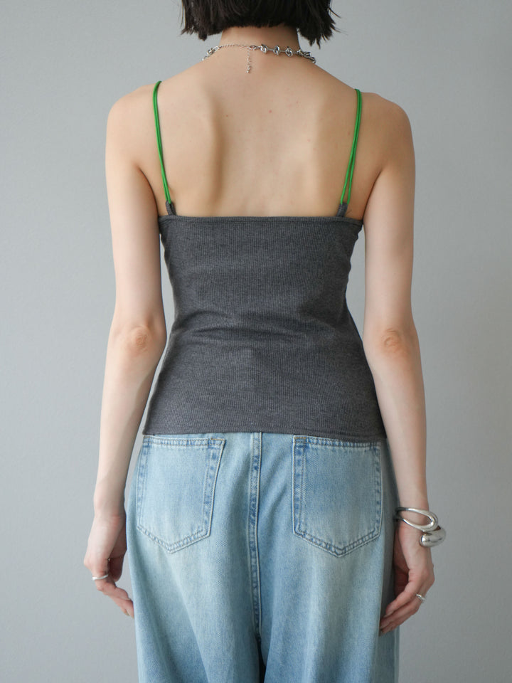 [予約]バイカラーストラップカップ付キャミソール/グレー