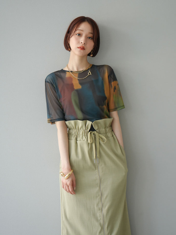 [SET]水彩アートシアーTシャツ+選べるアクセセット(2set)