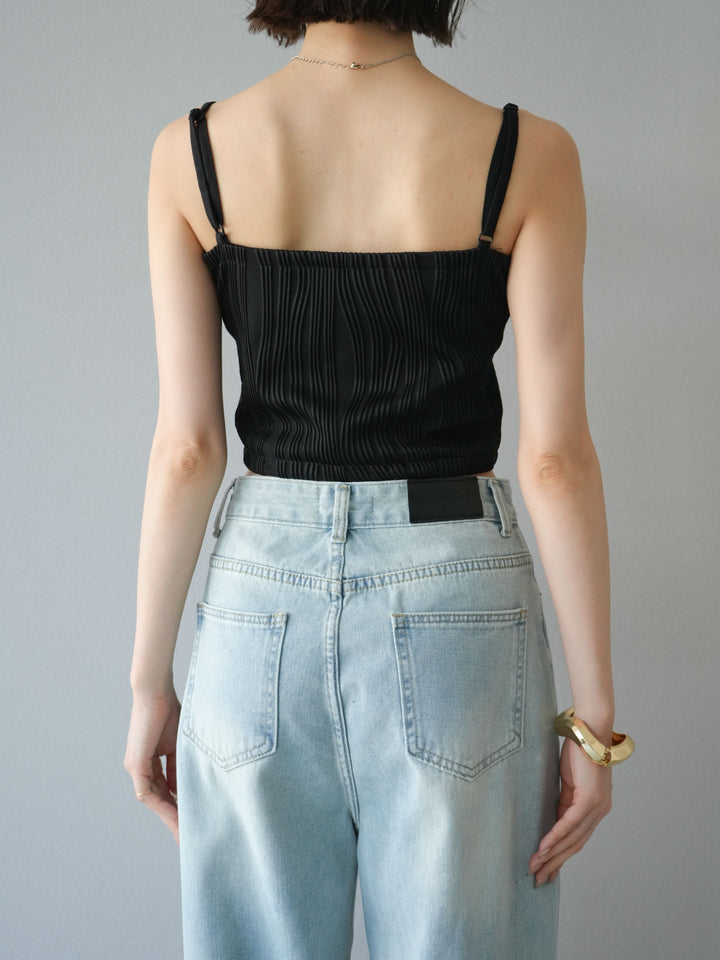 【預購】波浪滾邊杯裸色吊帶背心/黑色