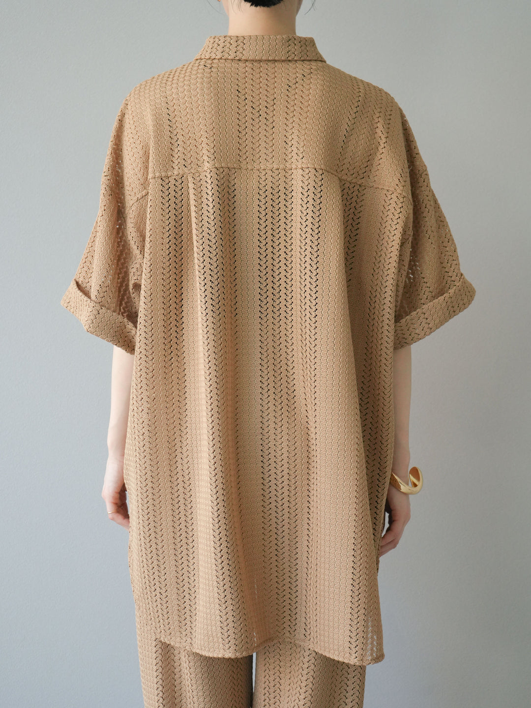 【預購】鏤空蕾絲兩用套頭衫/米色