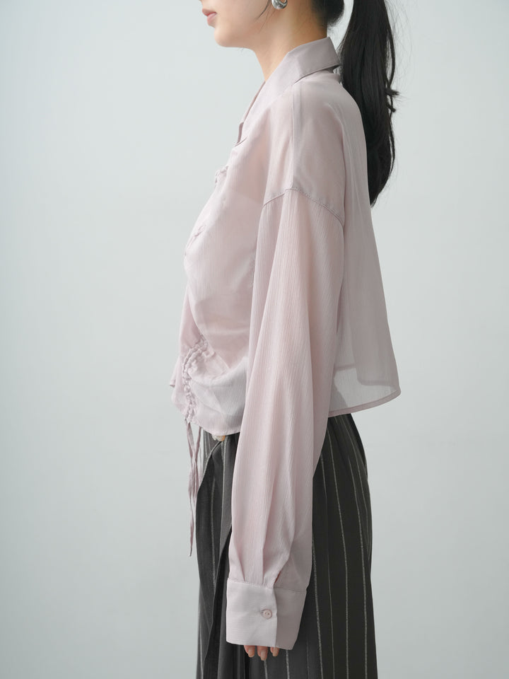 [予約]ラメシアーフロントシャーリングブラウス/pinkbeige
