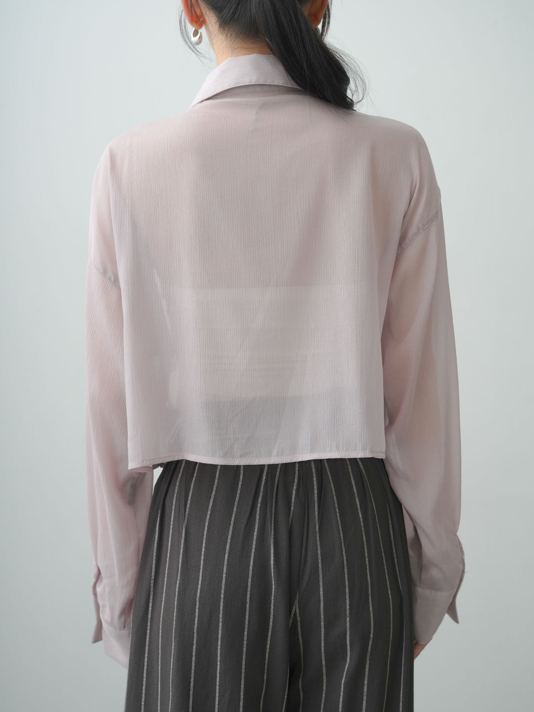 [予約]ラメシアーフロントシャーリングブラウス/pinkbeige